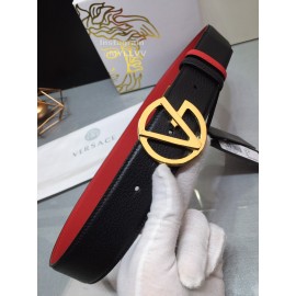 Versace Calf Leather Gold V-Shaped Buckle 40mm Belt Red