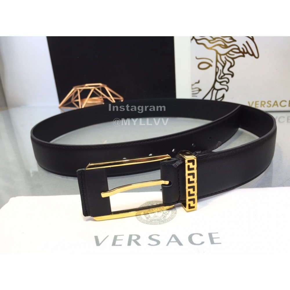 Versace Soft Calf Leather Gold Pin Buckle 35mm Belt 