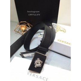 Versace Fashion Calf Leather Medusa Square Silver Buckle 40mm Belt 