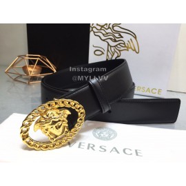Versace Fashion Calf Leather Gold Medusa Ellipse Buckle 40mm Belt 
