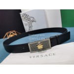 Versace Fashion Calf Leather Medusa Square Buckle 35mm Belt 