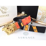Versace Soft Baroque Printed Calf Leather Gold Medusa Buckle 40mm Belt