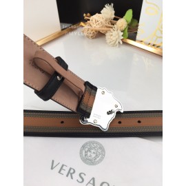 Versace Brown Calf Leather Silver Medusa Buckle 40mm Belt