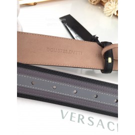 Versace Gray Calf Leather Silver Medusa Buckle 40mm Belt