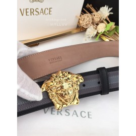 Versace Gray Calf Leather Gold Medusa Buckle 40mm Belt