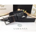 Versace Soft Calf Leather Gun Color Pin Buckle 35mm Belt