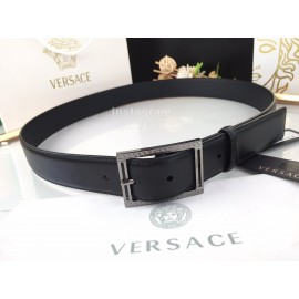 Versace Soft Calf Leather Gun Color Pin Buckle 35mm Belt