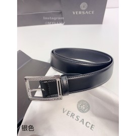 Versace Calf Leather Silver Pin Buckle 35mm Business Belt