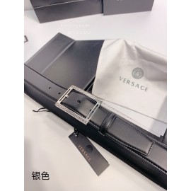 Versace Calf Leather Silver Pin Buckle 35mm Business Belt