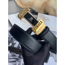 Versace Calf Leather Automatic Steel Gold Buckle 35mm Belt For Men