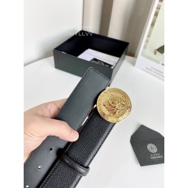 Versace Calf Leather Round Electroplated Gold Medusa Buckle 38mm Belt