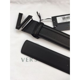 Versace Soft Calf Leather Black V Buckle 40mm Belt 