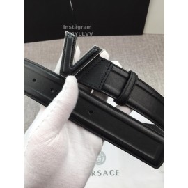 Versace Soft Calf Leather Black V Buckle 40mm Belt 