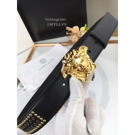 Versace Black Calf Leather Gold Medusa Buckle 40mm Belt