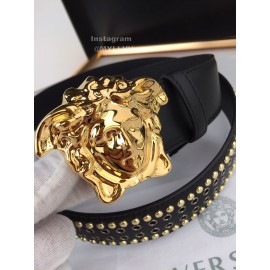 Versace Black Calf Leather Gold Medusa Buckle 40mm Belt