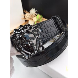 Versace New Black Calf Leather Black Medusa Buckle 40mm Belt