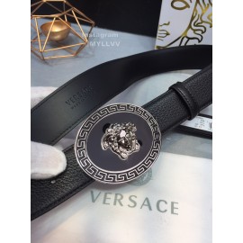 Versace Fashion Black Cowhide Silver Oval Buckle 35mm Belt