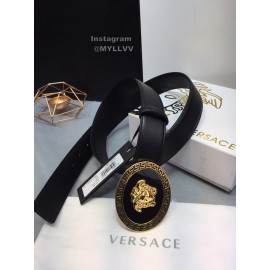 Versace Fashion Black Cowhide Gold Oval Buckle 35mm Belt