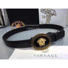 Versace Fashion Black Cowhide Gold Oval Buckle 35mm Belt