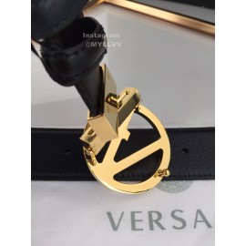 Versace Black Cowhide Gold V Buckle 40mm Belt