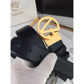 Versace Black Cowhide Gold V Buckle 40mm Belt