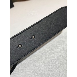 Versace Black Calf Leather Gold Letter Hollow Steel Buckle 35mm Belt