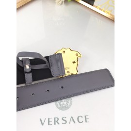 Versace New Gray Calf Leather Gold Medusa Buckle 40mm Belt