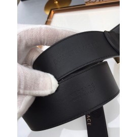 Versace Black Calf Leather Silver Crystal Medusa Buckle 40mm Belt