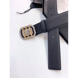 Versace Calf Leather Steel Buckle Belt Black