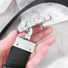 Versace Printed Calf Leather Silver Medusa Buckle 40mm Belt