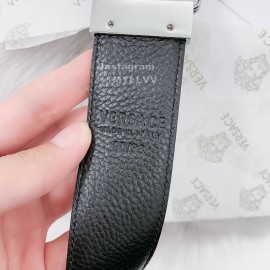 Versace New Printed Calf Leather Silver Medusa Buckle 40mm Belt