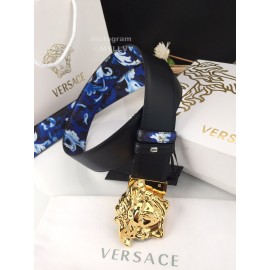 Versace Soft Printed Calf Leather Gold Medusa Buckle 40mm Belt
