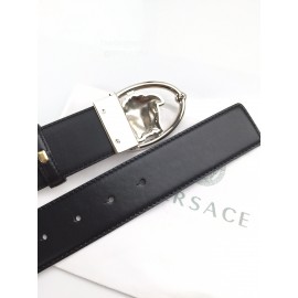 Versace Smooth Calf Leather Oval Silver Medusa Buckle 40mm Belt