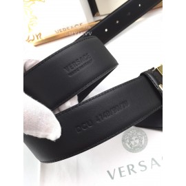 Versace Smooth Calf Leather Oval Gold Medusa Buckle 40mm Belt