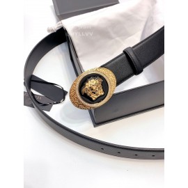 Versace Smooth Calf Leather Oval Gold Medusa Buckle 38mm Belt