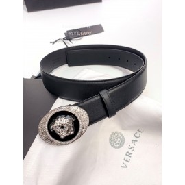 Versace Smooth Calf Leather Oval Silver Medusa Buckle 38mm Belt
