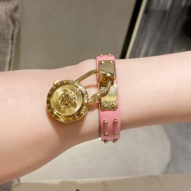 Versace Medusa Lock Icon Pink Leather Strap Watch For Women