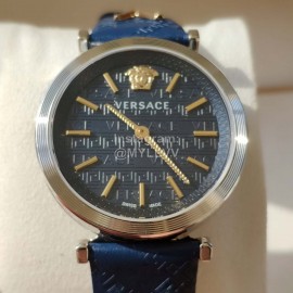 Versace Vcq Series Quartz Watch For Women Dark Blue