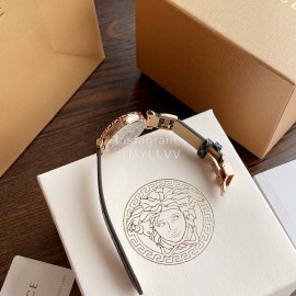 Versace Sapphire Crystal Medusa Heads Leather Strap Watch
