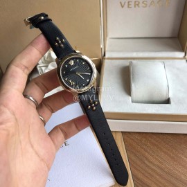Versace Audrey V Leather Strap 38mm Dial Watch For Women Black