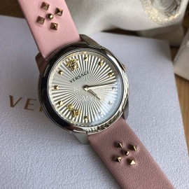 Versace Audrey V Leather Strap 38mm Dial Watch For Women Pink