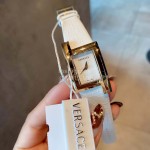 Versace Leather Strap Square Dial Watch White
