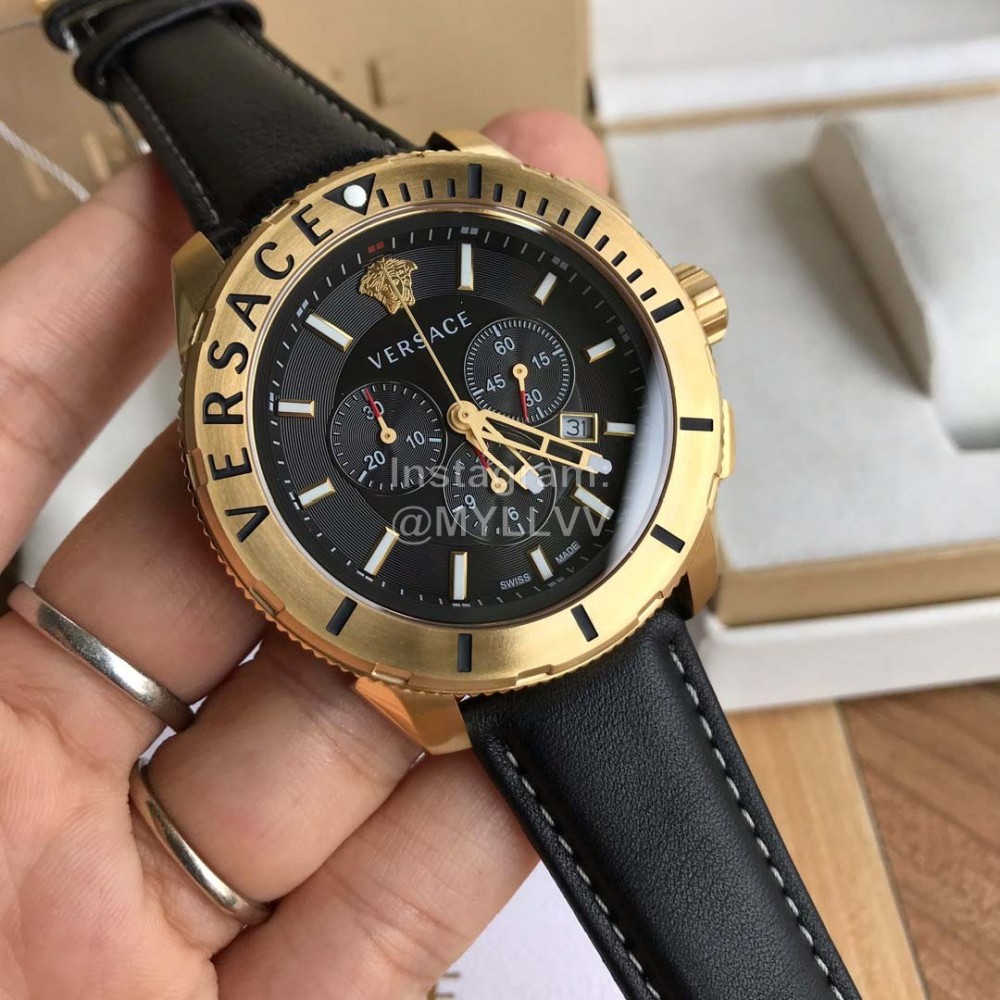 Versace Verg Series 43mm Dial Multifunctional Watch For Men Black