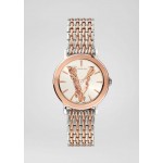 Versace Elegant V-Pointer Time Scale 36mm Dial Watch Rose Gold