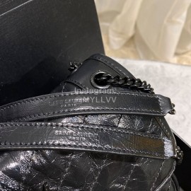 YSL Small Exquisite Leather Flap Single Shoulder Messenger Bag Black 533037