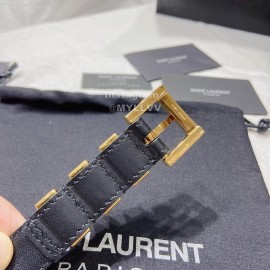 Ysl New Nappa Calf Leather Gold Pin Buckle 20mm Belt For Women Black