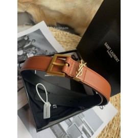 Ysl Calf Leather Square Needle Copper Buckle 30mm Belt For Women 