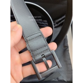 Ysl Calf Leather Vintage Black Pin Buckle 30mm Belt 