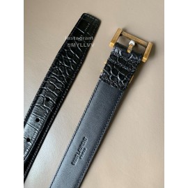 Ysl Soft Calf Leather Gold Steel Pin Buckle 30mm Belt For Women
