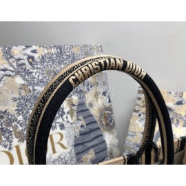 DIOR BOOK TOTE Apricot Black Stripe Embroidery Canvas Bag Large